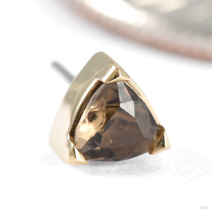 Lennox Press-fit End in Gold from Tether Jewelry in yellow gold with smoky quartz