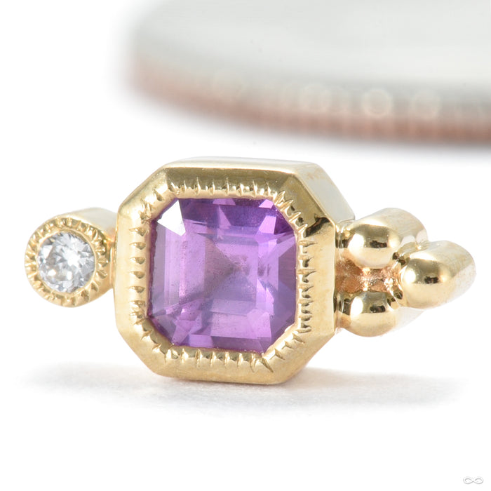 Leon Press-fit End in Gold from Modern Mood with asscher sapphire & diamond