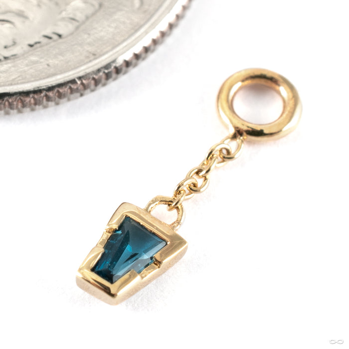 Linda Chain Charm in 14k Yellow Gold with London Blue Topaz from Tether Jewelry