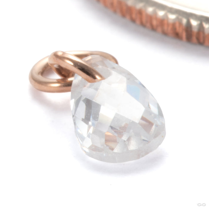 Linger Charm in 14k Rose Gold with Clear CZ from Ember Body Jewelry
