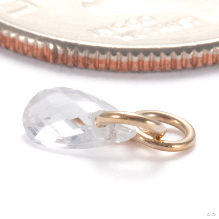 Linger Charm in 14k Yellow Gold with Clear CZ from Ember Body Jewelry
