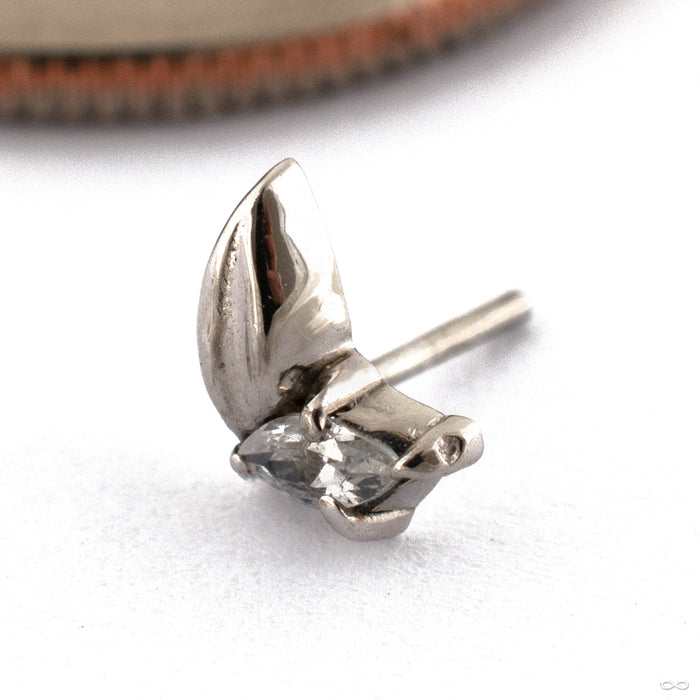 Little Bud Press-fit End in Gold from Maya Jewelry in 14k White Gold with Clear CZ