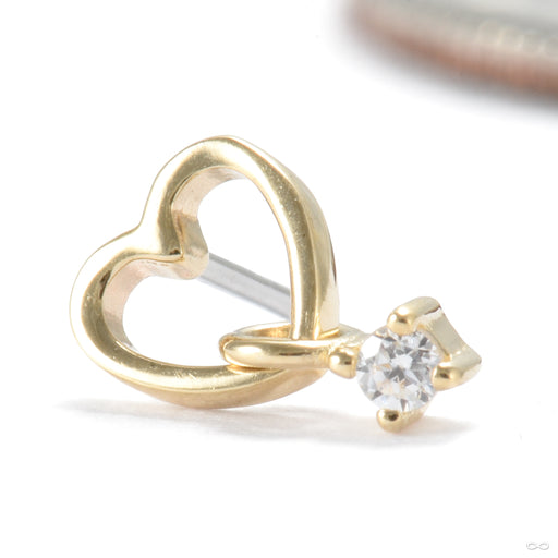 Loves It Press-fit End in Gold from Ember Body Jewelry with clear CZ