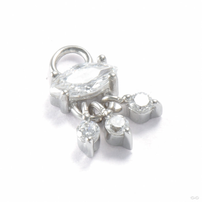 Lust Charm in Gold from Ember Body Jewelry in assorted materials with clear CZ