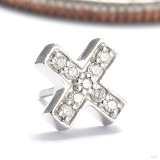 Lux Pillar Press-fit End in 14k White Gold with Diamonds from Tether Jewelry