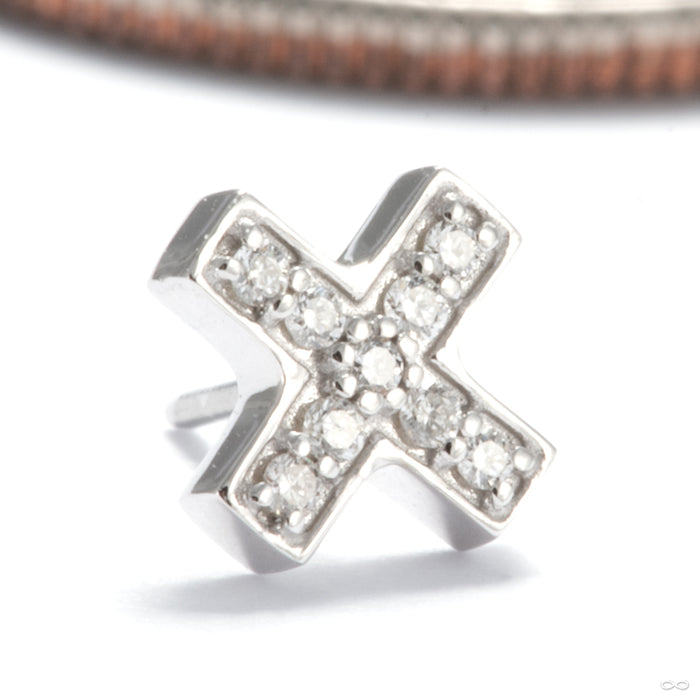 Lux Pillar Press-fit End in 14k White Gold with Diamonds from Tether Jewelry