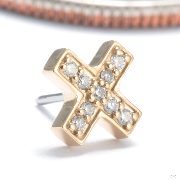 Lux Pillar Press-fit End in 14k Yellow Gold with Diamonds from Tether Jewelry