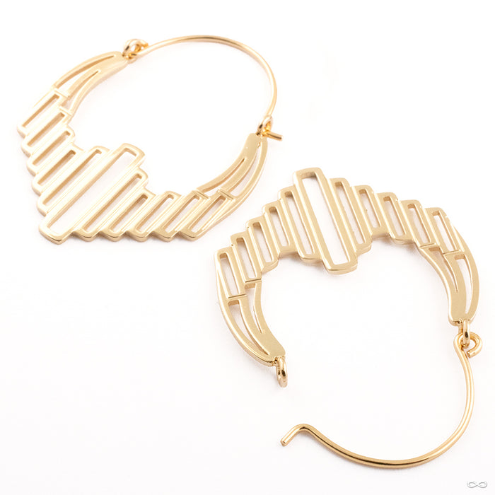 M Theory Earrings in Yellow-gold-plated Brass from Tether Jewelry open detail shot