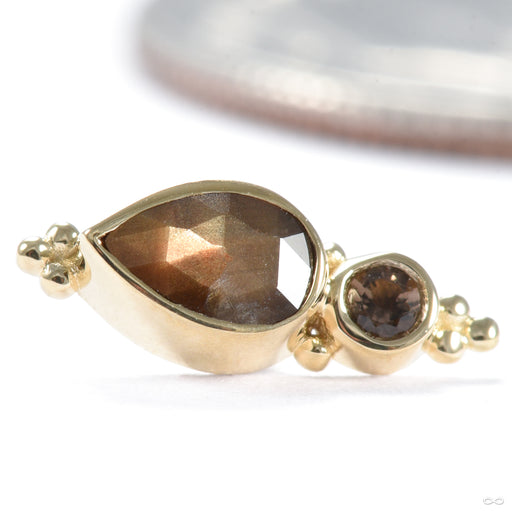 Mai Threaded End in Gold from BVLA with zawadi sapphire and smoky quartz