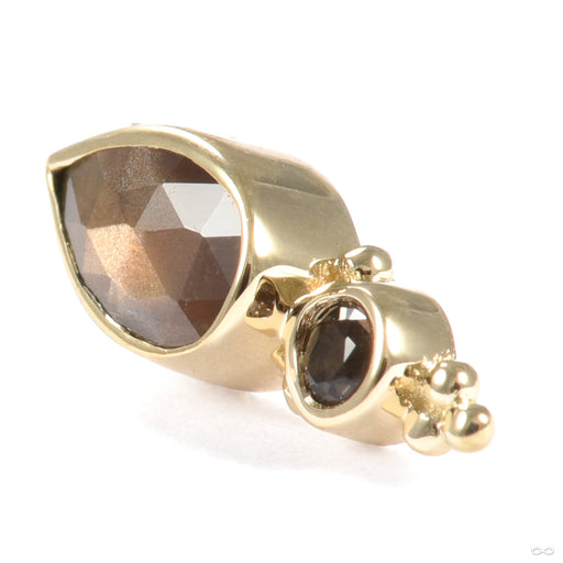 Mai Threaded End in Gold from BVLA with zawadi sapphire and smoky quartz detail
