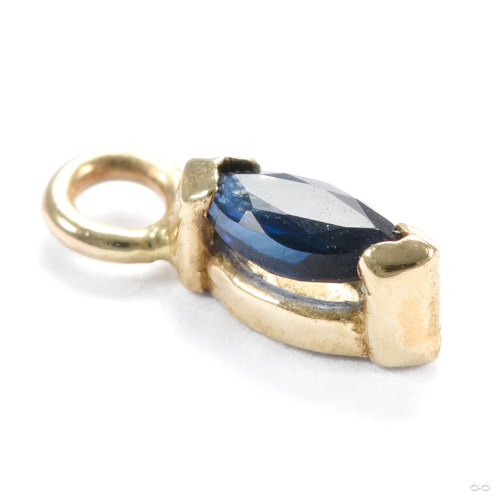 Marquise Charm in Gold from Quetzalli in yellow gold with blue sapphire detail