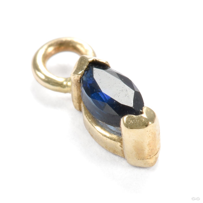 Marquise Charm in Gold from Quetzalli in yellow gold with blue sapphire