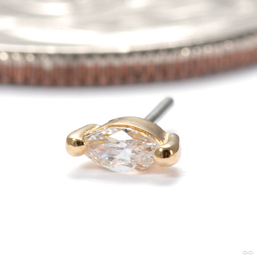Marquise Press-fit End in 14k Yellow Gold with Clear CZ from Junipurr Jewelry