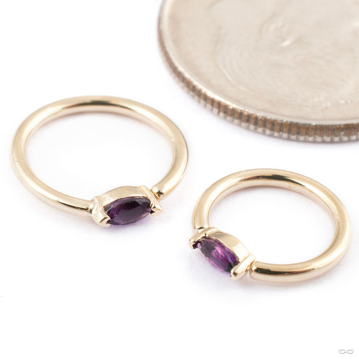 Marquise V Prong Seam Ring in Gold from BVLA in 14k Yellow Gold with Amethyst