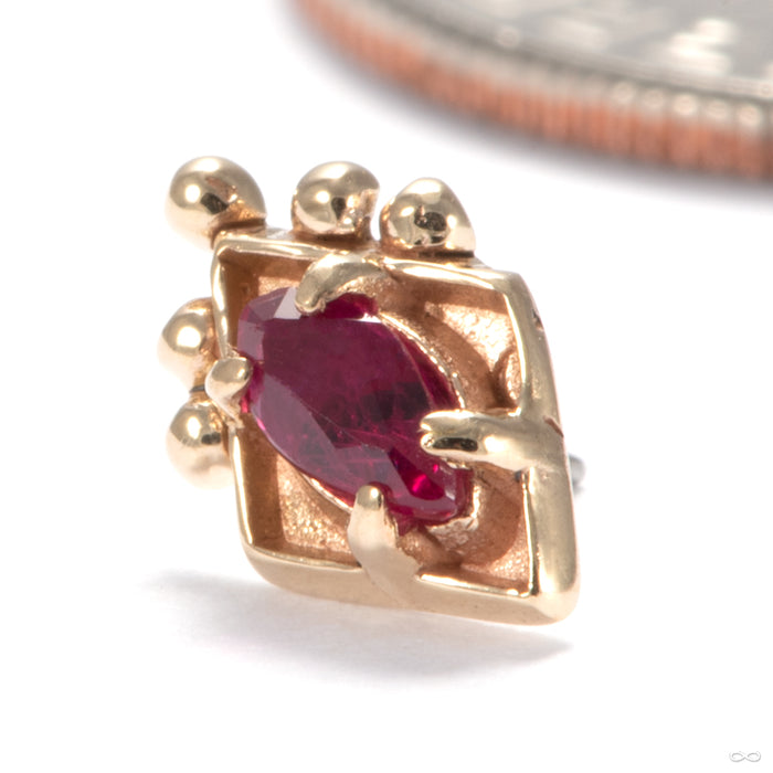 Medallion Press-fit End in 14k Yellow Gold with Ruby from Sacred Symbols