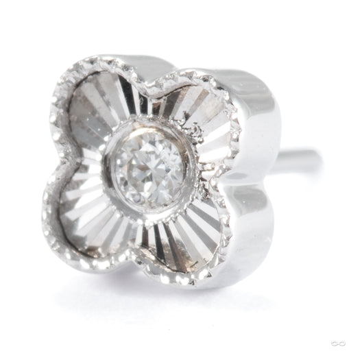 Millgrain Clover Ray Press-fit End in 14k White Gold with Diamond from Modern Mood