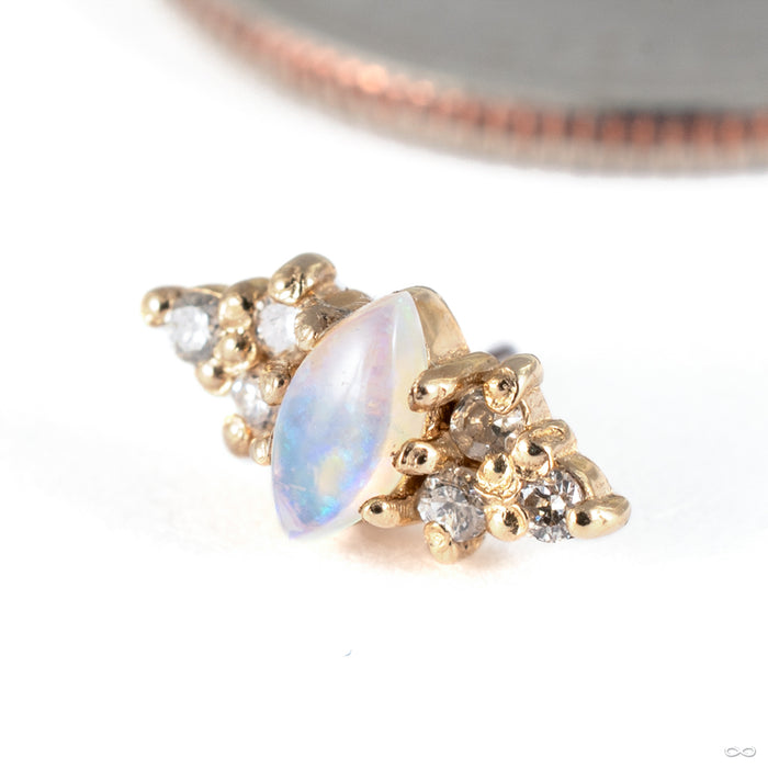 Mimosa Press-fit End in 14k Yellow Gold with Moonstone and Diamonds from Tawapa