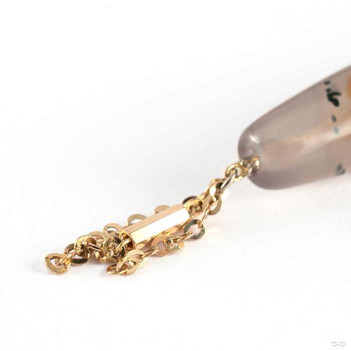 Montana Agate Duster Charm in 14k White and Yellow Gold from Hialeah charm detail