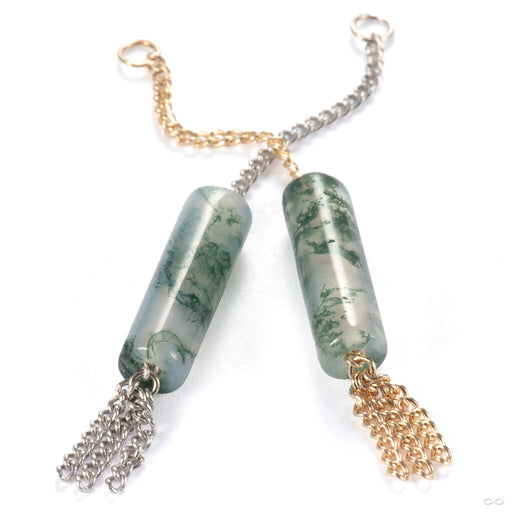 Moss Agate Duster Charm in Gold from Hialeah in assorted materials