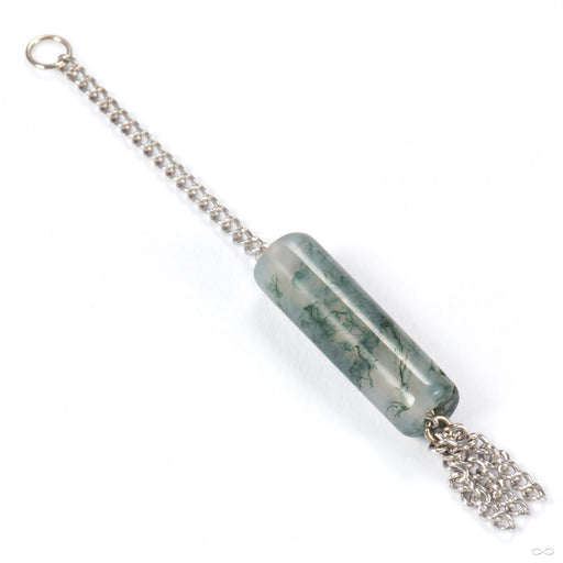 Moss Agate Duster Charm in 14k White Gold from Hialeah