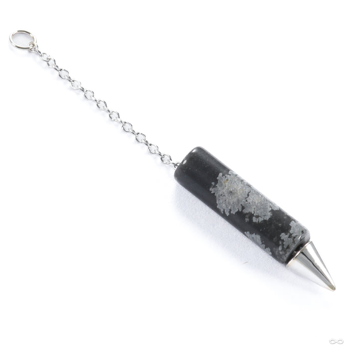 Natural Obsidian Spike Charm in 14k White Gold from Hialeah