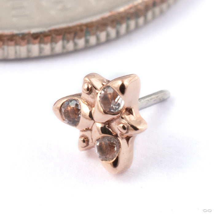 Neo Press-fit End in Gold from Tether Jewelry in 14k Rose gold with White topaz