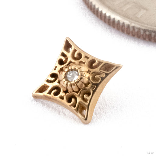 North Star Threaded End in 15k Yellow Gold with White Diamond  from Kiwii Jewelry