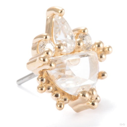 Offset Press-fit End in 14k Yellow Gold with Moissanite from Ember Body Jewelry side detail