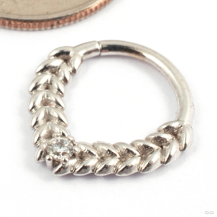 Olive Branch Seam Ring in Gold from Tawapa in white gold with cz