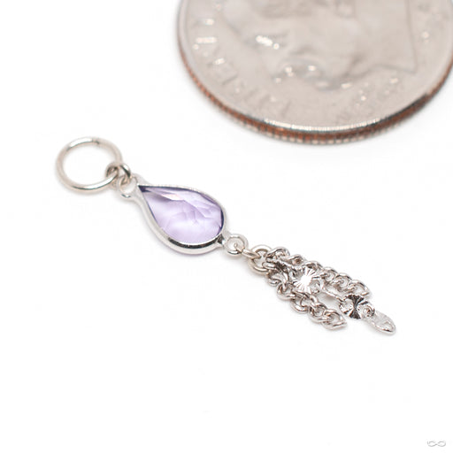 Ombligo Charm in 14k White Gold with Amethyst from Hialeah 