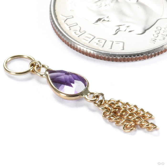 Ombligo Charm in 14k Yellow Gold with Amethyst from Hialeah