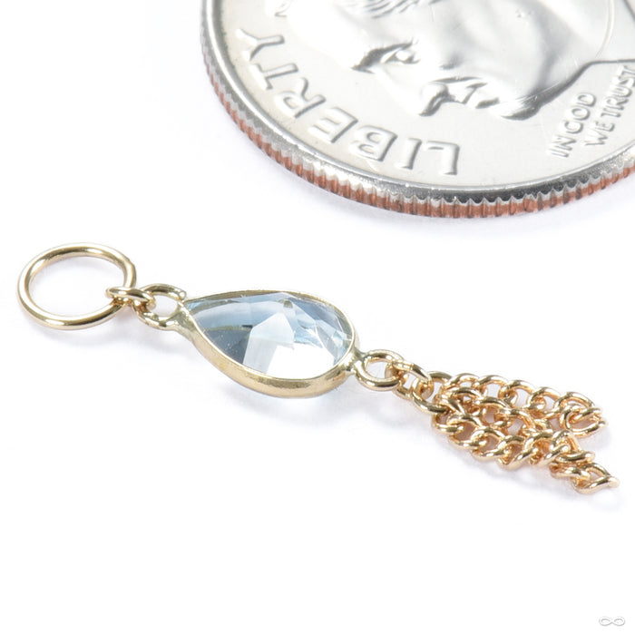 Ombligo Charm in 14k Yellow Gold with Blue Topaz from Hialeah