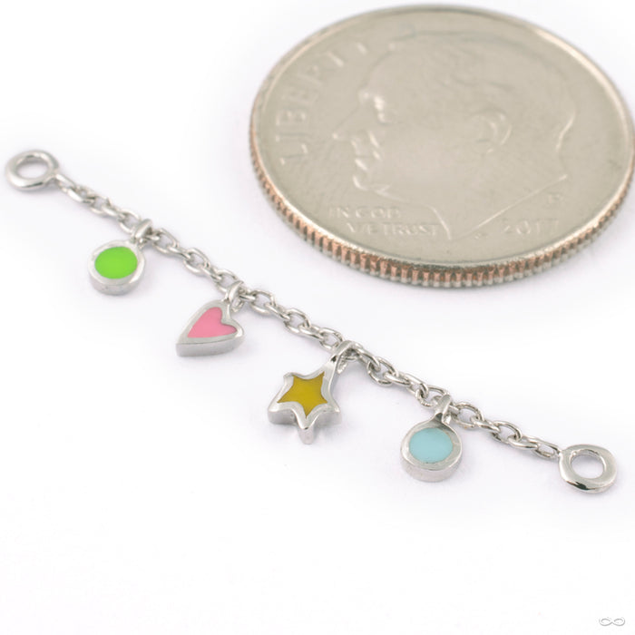 Outward-Facing Fun & Games Lynx Chain in 14k White Gold with Mixed Enamel from Pupil Hall