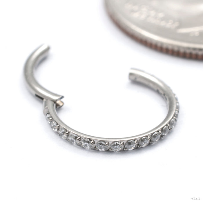 Outward-facing Gem Clicker in Titanium with Clear CZ from Diablo Organics open