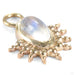 Oval Bead Fan Charm in Gold from Mettle and Silver in yellow gold with moonstone detail