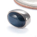 Oval Cabochon Press-fit End in 14k White Gold with Blue Sapphire from Quetzalli