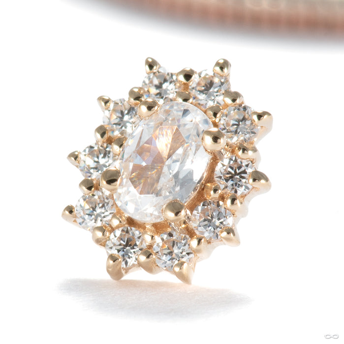 Oval Halo Press-fit End in 14k Yellow Gold with Clear CZ from Ember Body Jewelry