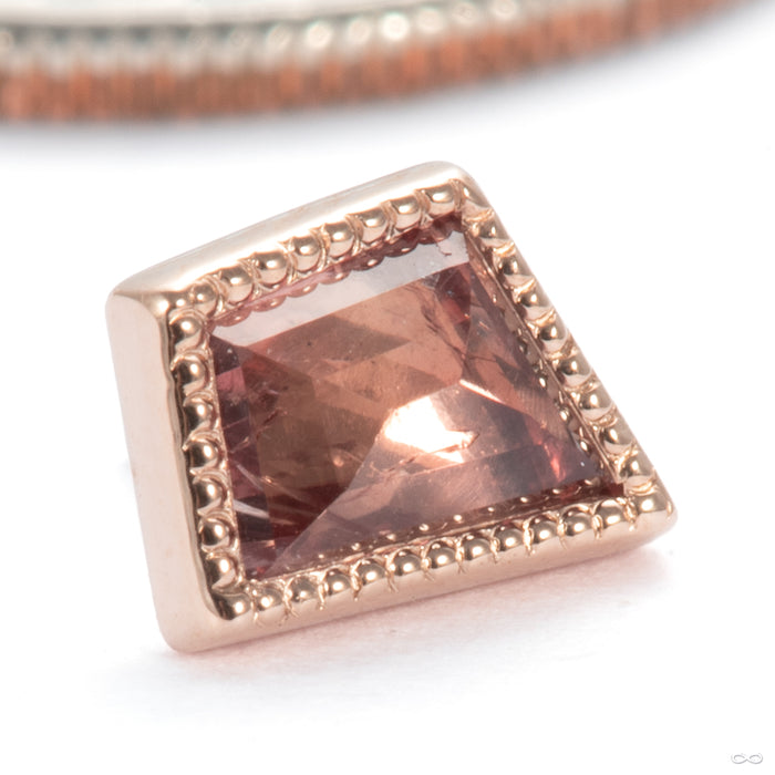Peachy Umba Sapphire Millgrain Press-fit End in 14k Rose Gold from Mettle and Silver