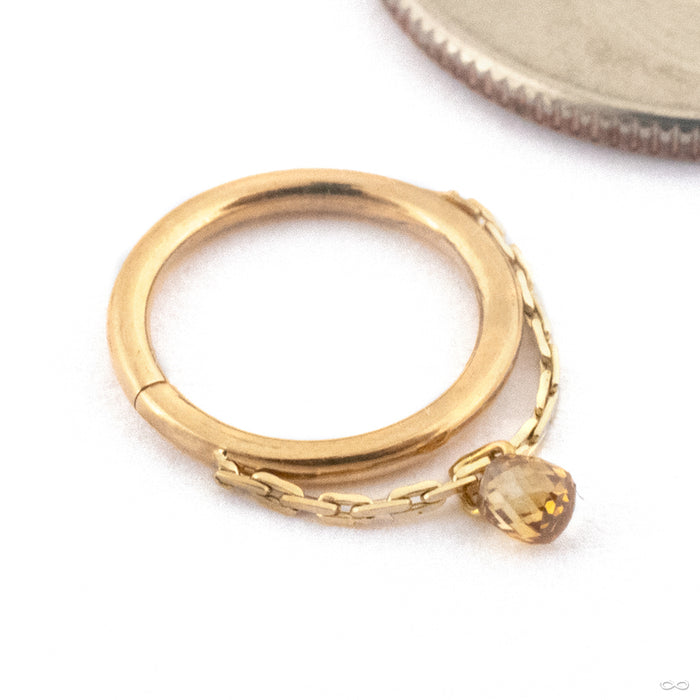 Petite Briolette Seam Ring in Gold from Pupil Hall in 14k Yellow Gold with Champagne Diamond