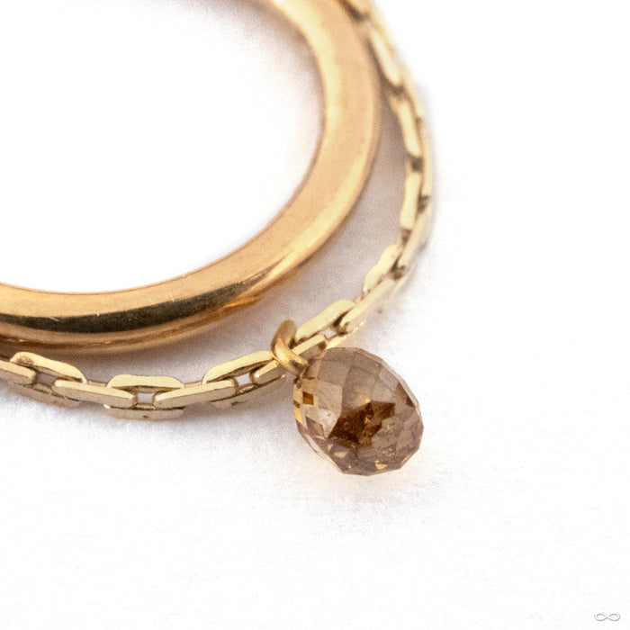 Petite Briolette Seam Ring in Gold from Pupil Hall in 14k Yellow Gold with Champagne Diamond detail photo