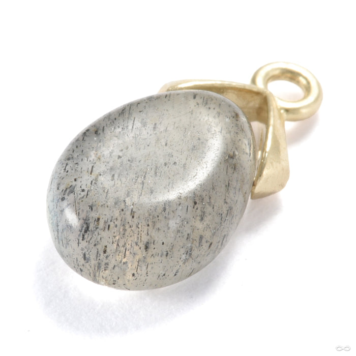 Pointed Teardrop Charm in Gold from Origins Handmade with labradorite
