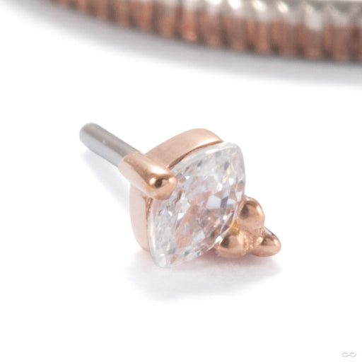 Poppy Press-fit End in 14k Rose Gold with Clear CZ from Ember Body Jewelry
