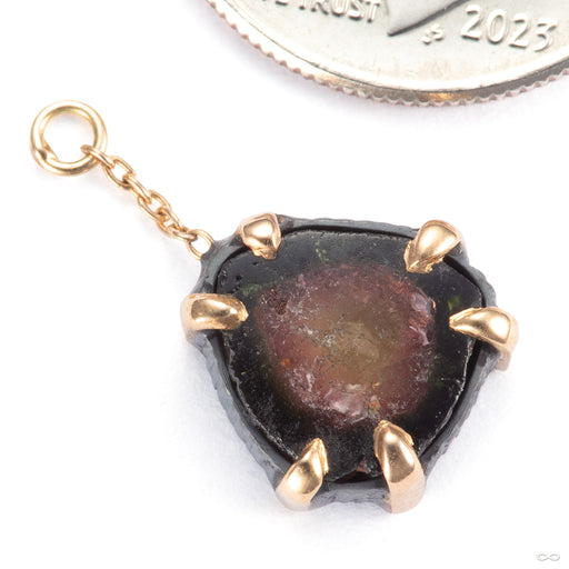 Prong-set Tourmaline Charm in 16g 18k Yellow Gold & Sterling Silver with Watermelon Tourmaline from Diablo Organics