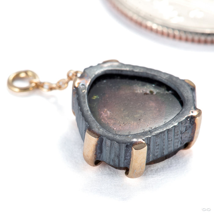 Prong-set Tourmaline Charm in 16g 18k Yellow Gold & Sterling Silver with Watermelon Tourmaline from Diablo Organics back detail