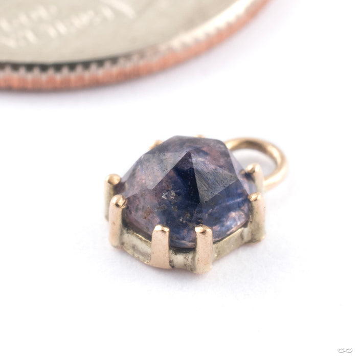 Prong-set Gem Charm in Gold from Mettle and Silver in 14k Yellow Gold with Winza Sapphire
