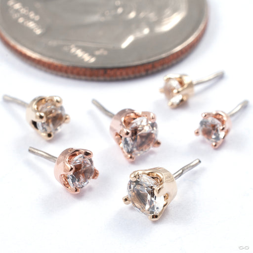 Prong-set Gemstone Press-fit End in Gold from Dusk Body Jewelry