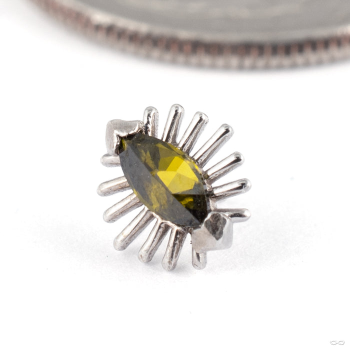 Queen Press-fit End in 14k White Gold with Dark Peridot CZ from Tawapa