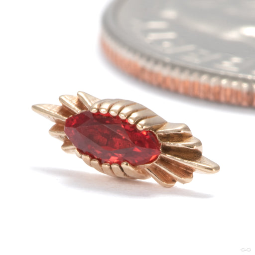 Radiate Press-fit End in 14k Yellow Gold in Red Sapphire from Sacred Symbols