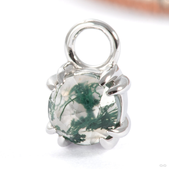 Rose-cut Gemstone Charm in 14k White Gold with Moss Agate from Modern Mood