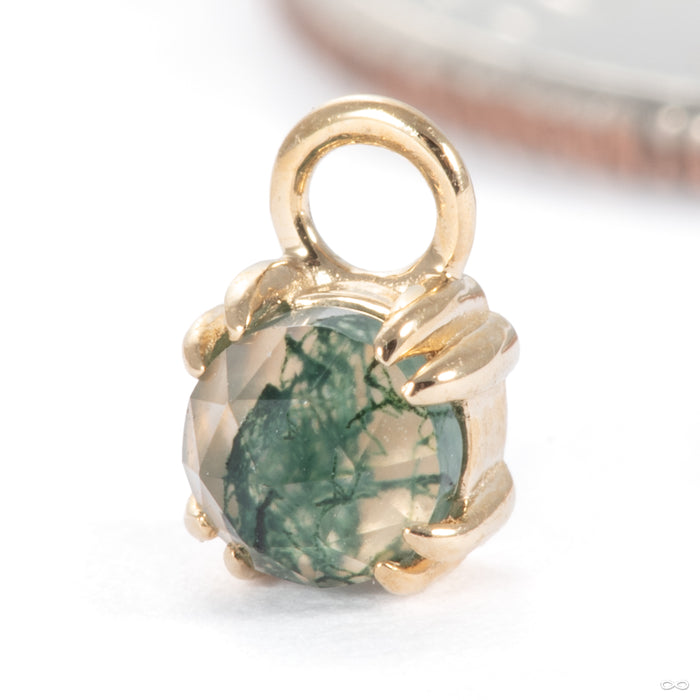 Rose-cut Gemstone Charm in 14k Yellow Gold with Moss Agate from Modern Mood